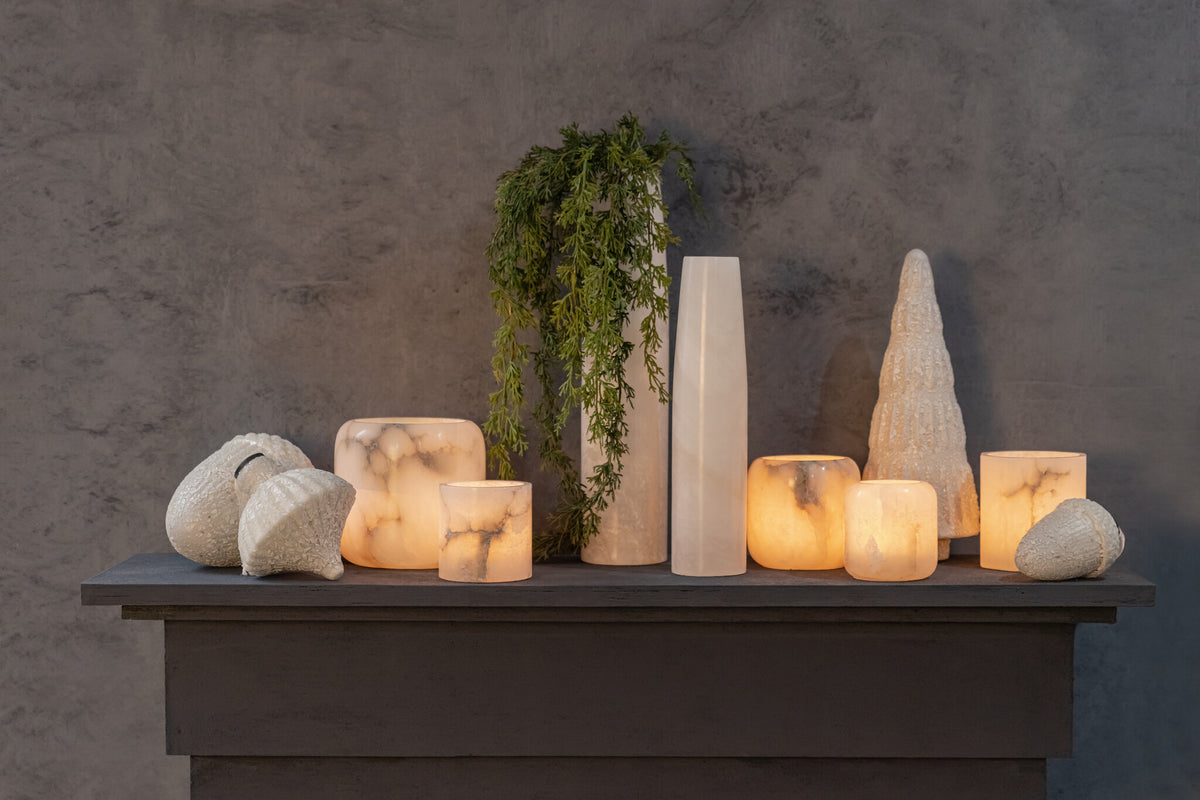 Alabaster stone candle kaars diverse maten