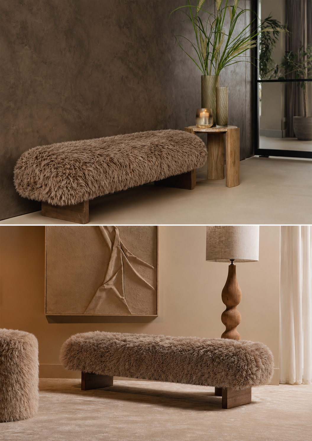 PTMD houten poten hair beige of bruin