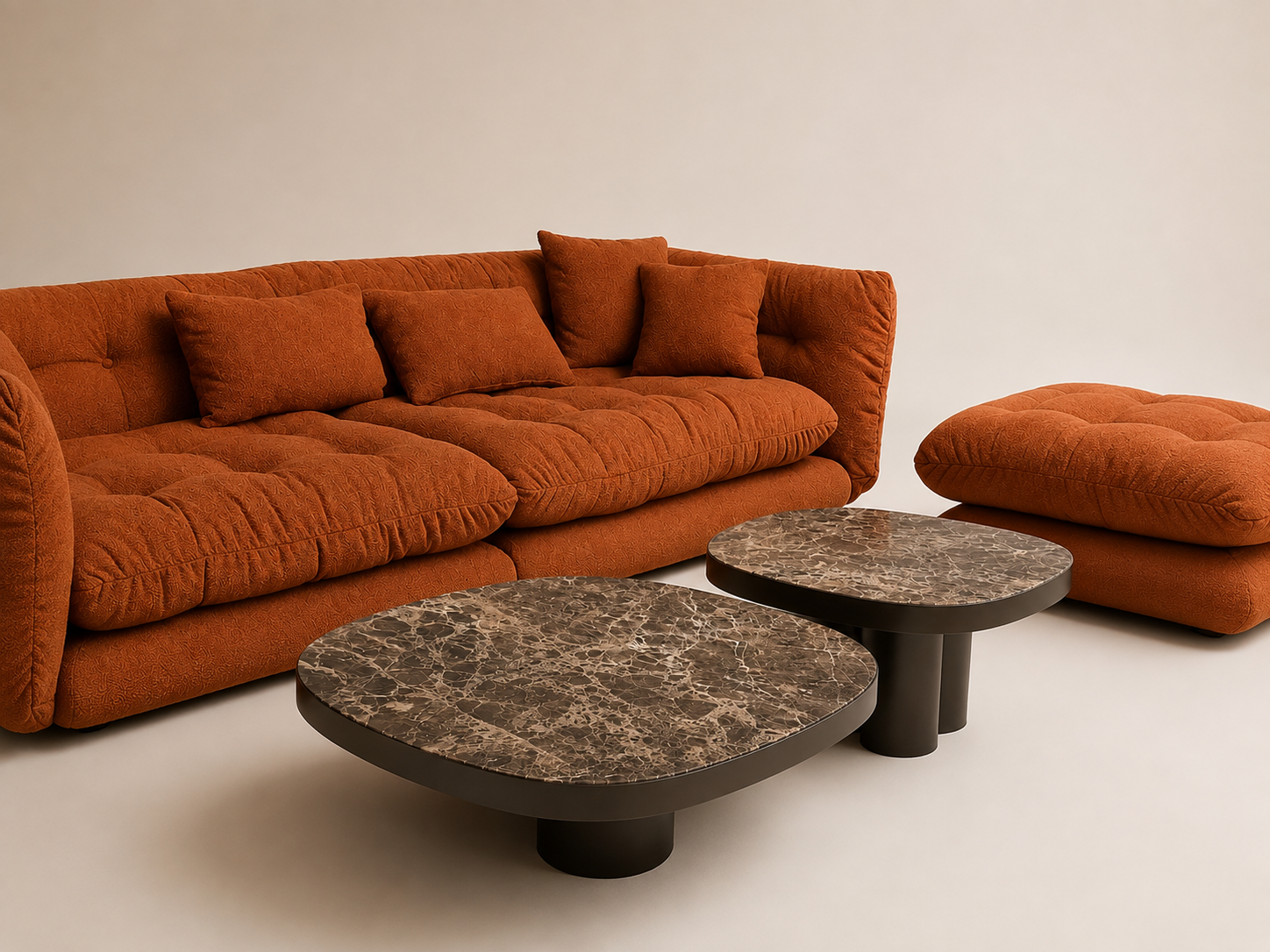 Salontafel marble brown in twee afmetingen