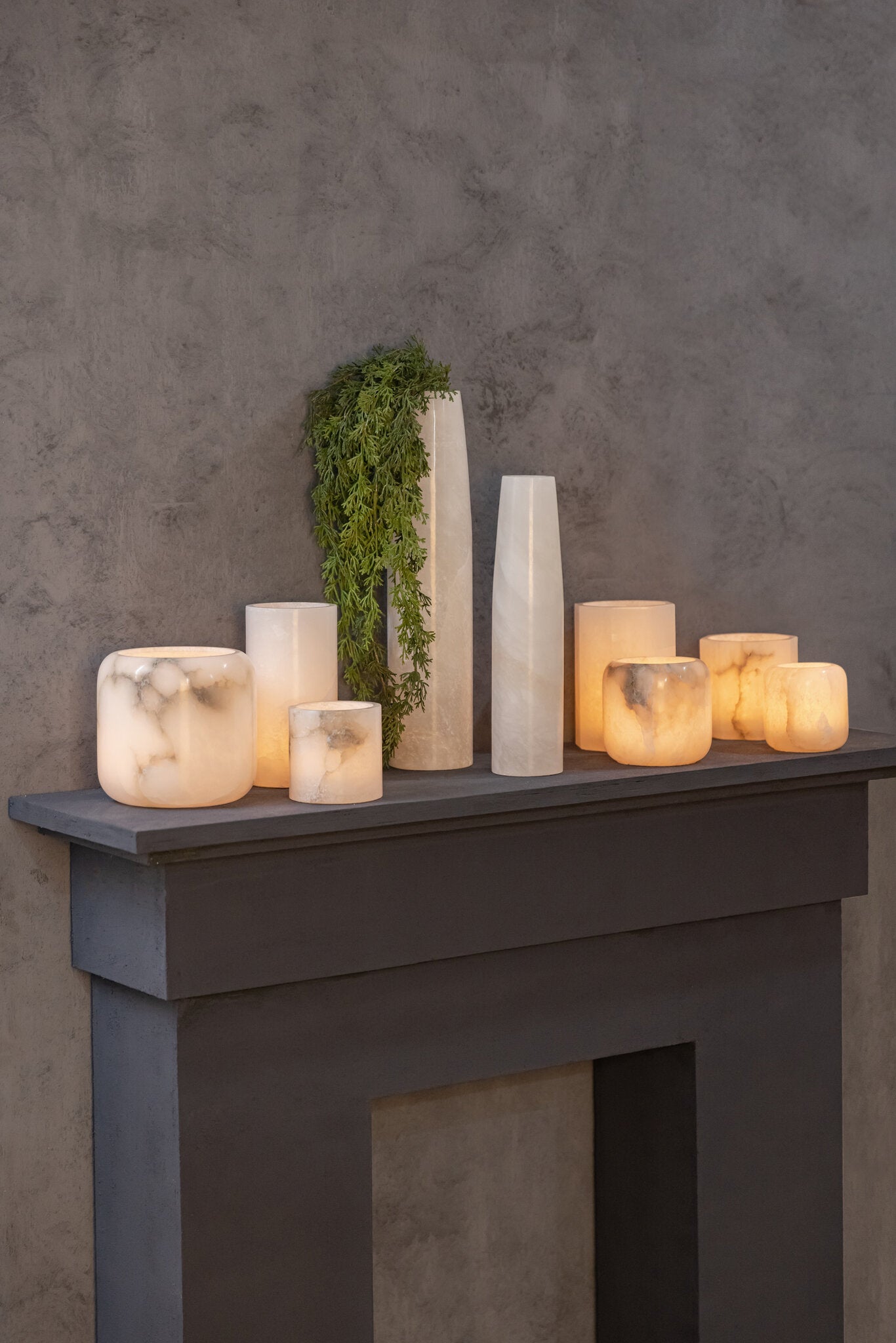 Alabaster stone candle kaars diverse maten PTMD