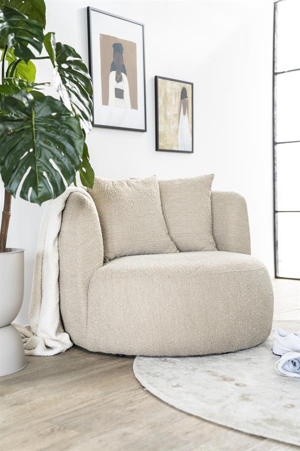 Fauteuil Louis met kussen - zand Spark - afbeelding 3