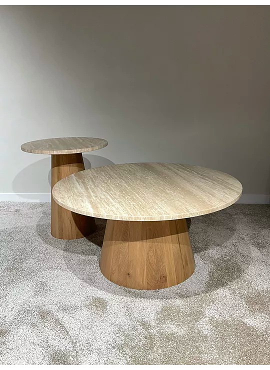 SALONTAFEL TRAVERTIN ROND GROOT - afbeelding 2